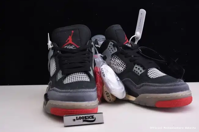 Official Maikesneakers Jordan CV9388-001 4 Retro Air Bred Off x White 0514